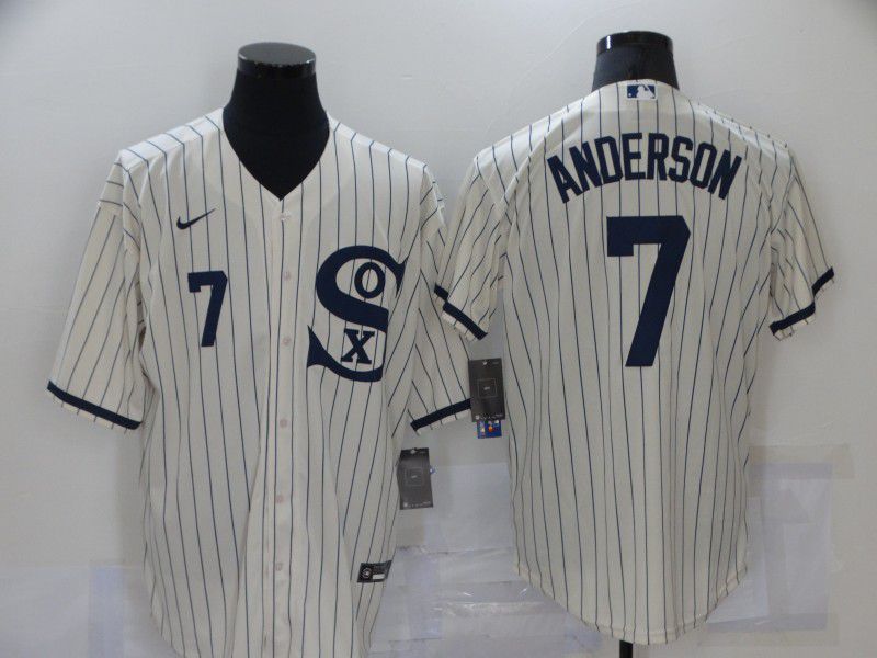 Men Chicago White Sox #7 Anderson Cream stripe Dream version Game Nike 2021 MLB Jerseys->chicago white sox->MLB Jersey